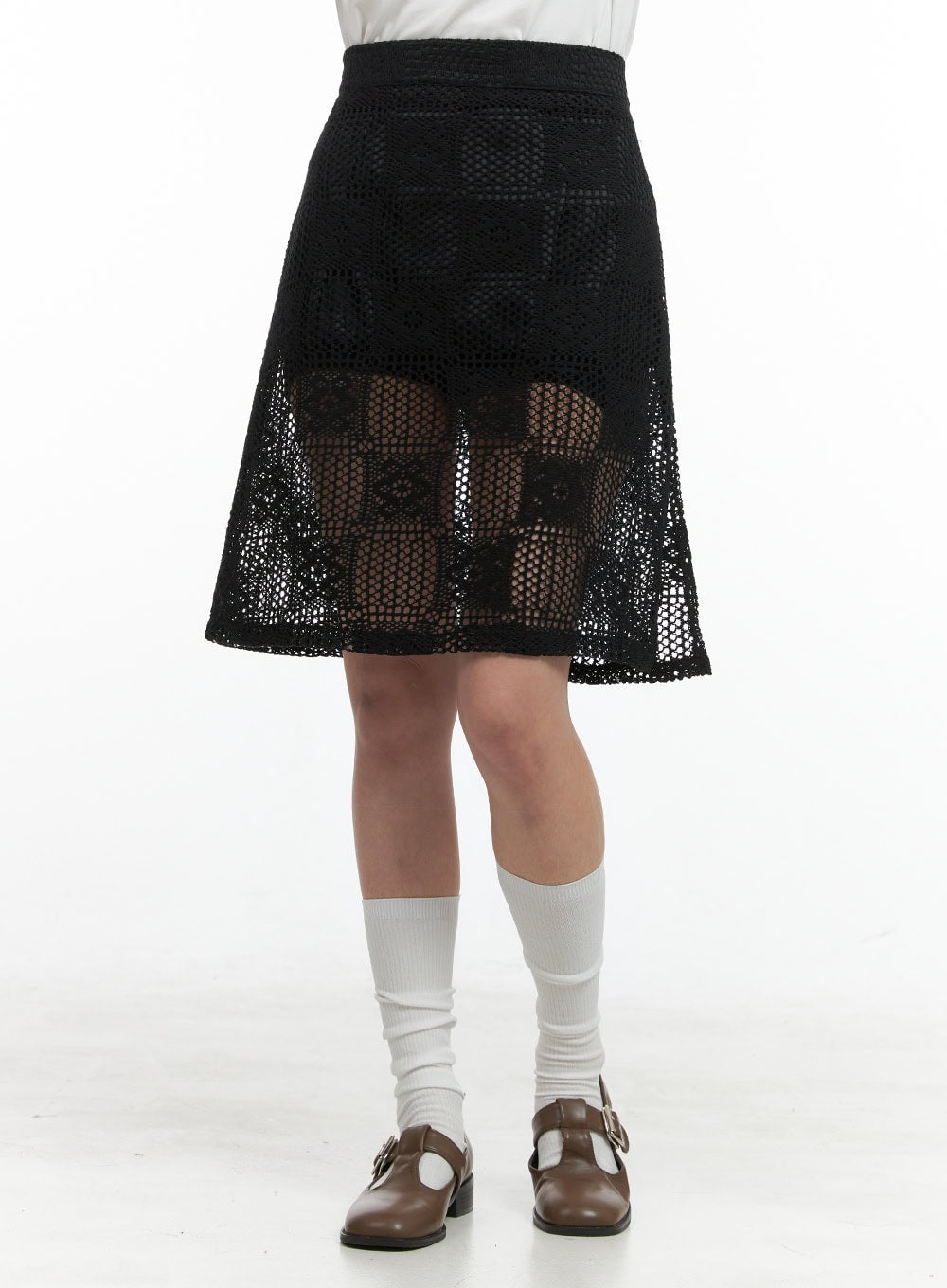 Sheer Patterned Midi Skirt OG412