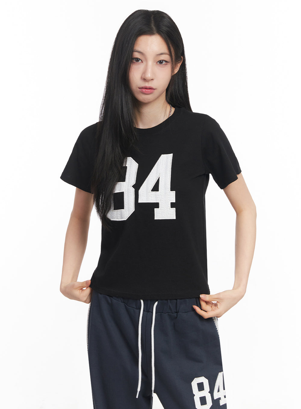 Lace Embroidered "84" Graphic Tee IY516