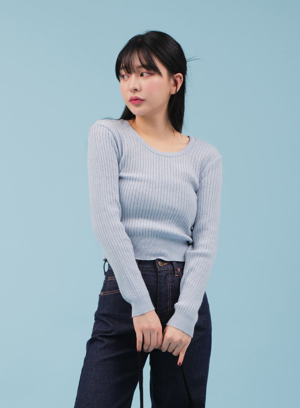Ribbed Cropped Knit Top CM17