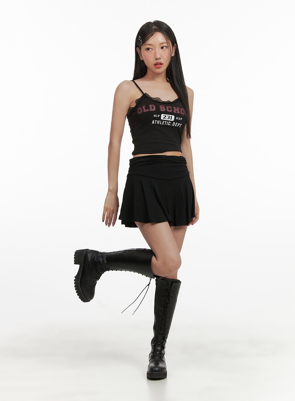 Shirred Solid Mini Skirt CY420