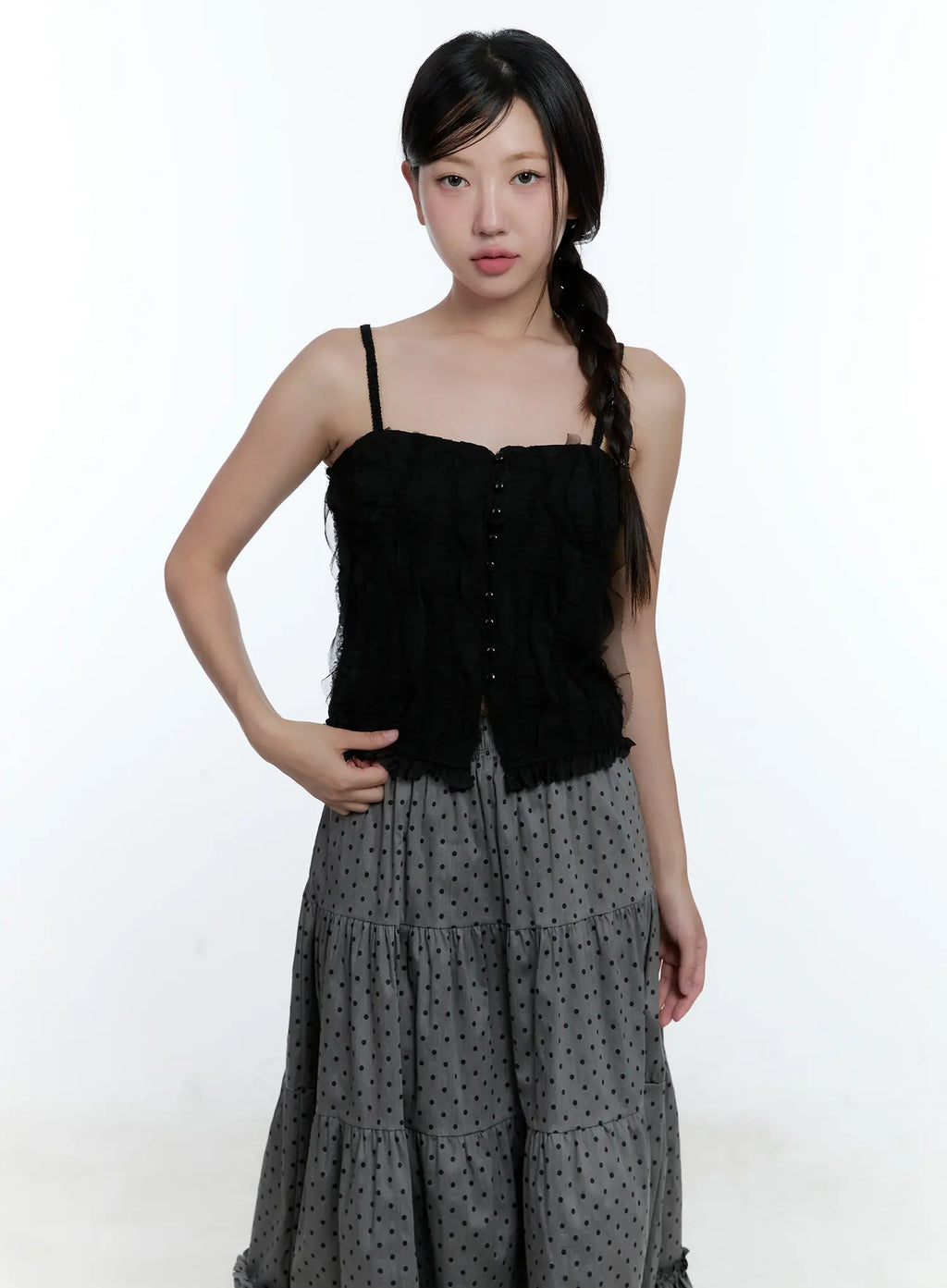 Buttoned Lace Cami Top CU526