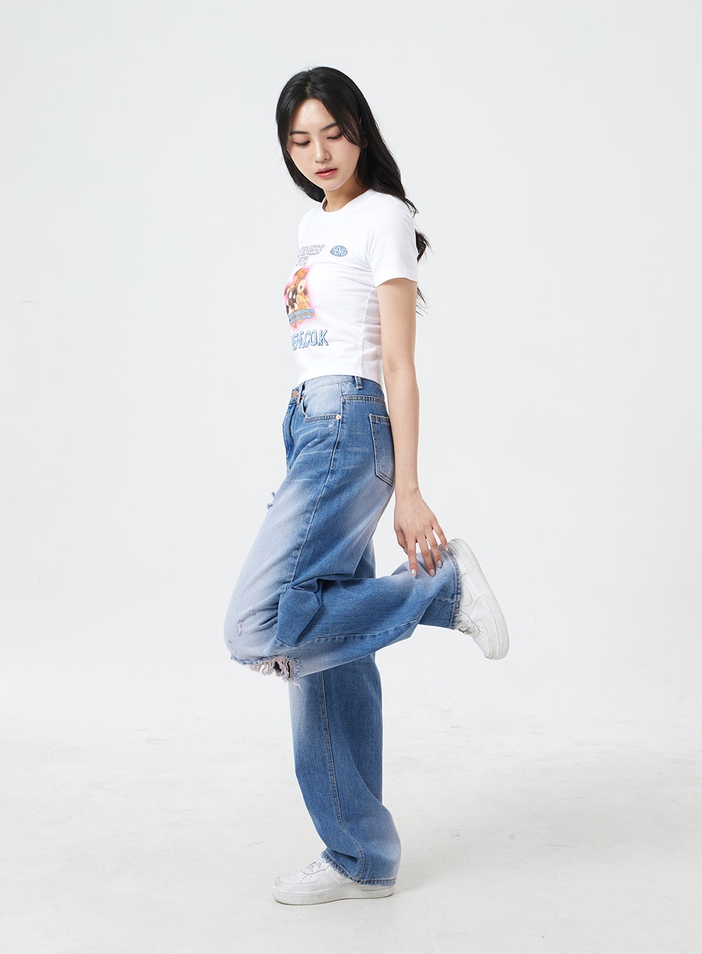 Destroyed Wide Leg Jeans BM304