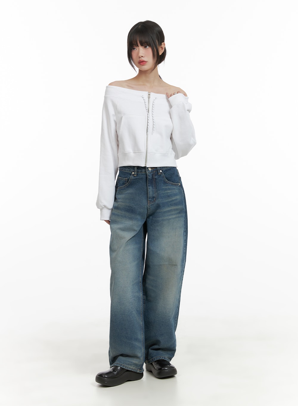 Washed Wide Leg Jeans CA419