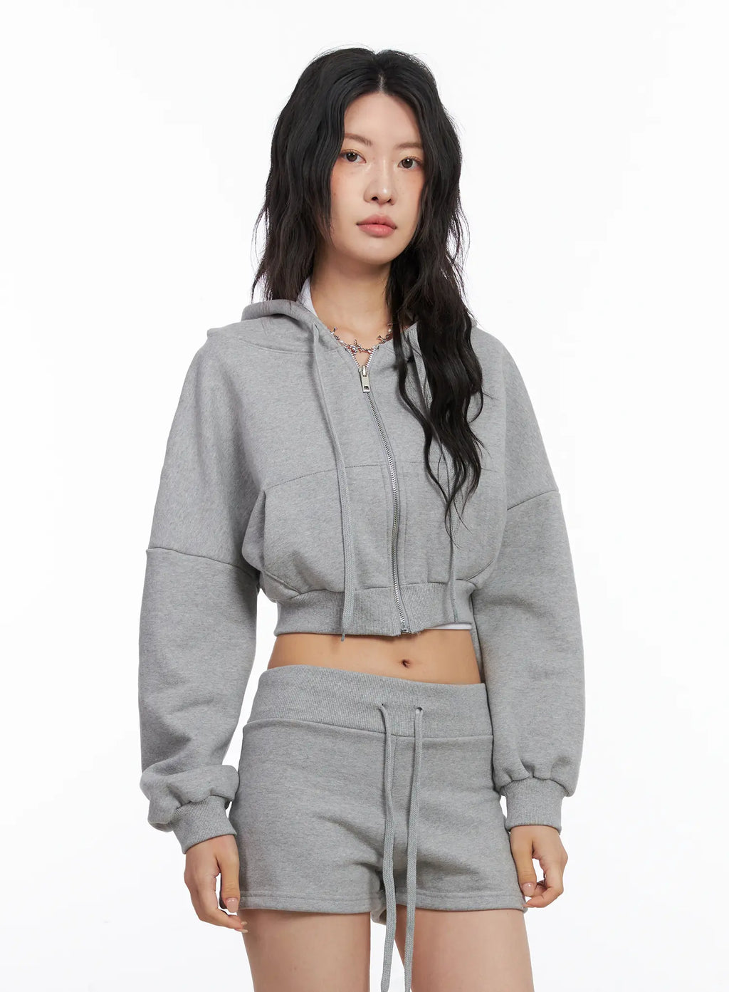 Basic Cropped Zip Hoodie CO507