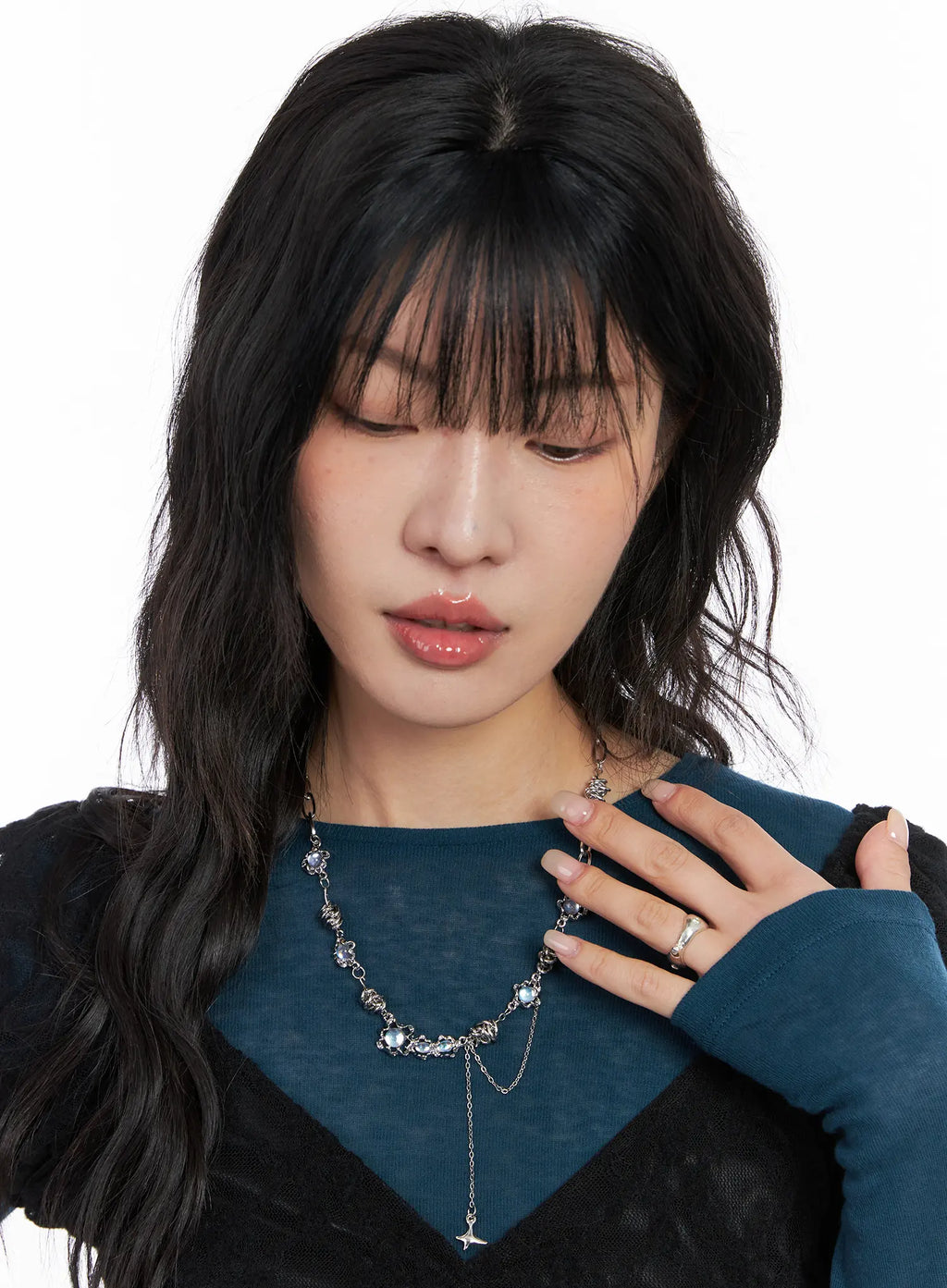 Blue Cubic Twist Necklace CC1809