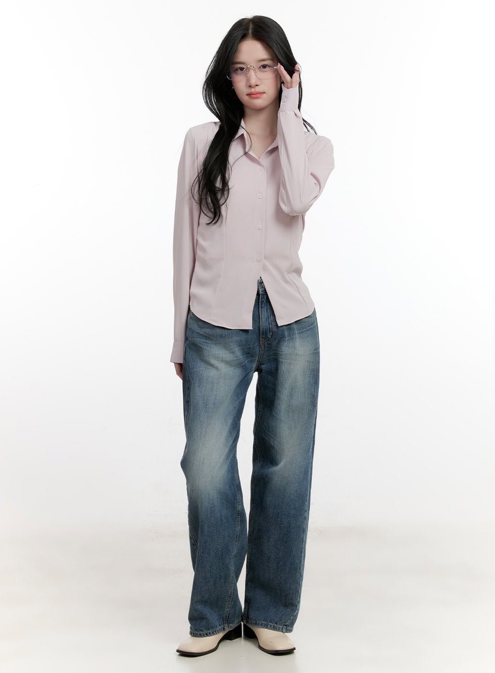 Belle Washed Wide-Leg Jeans CF528