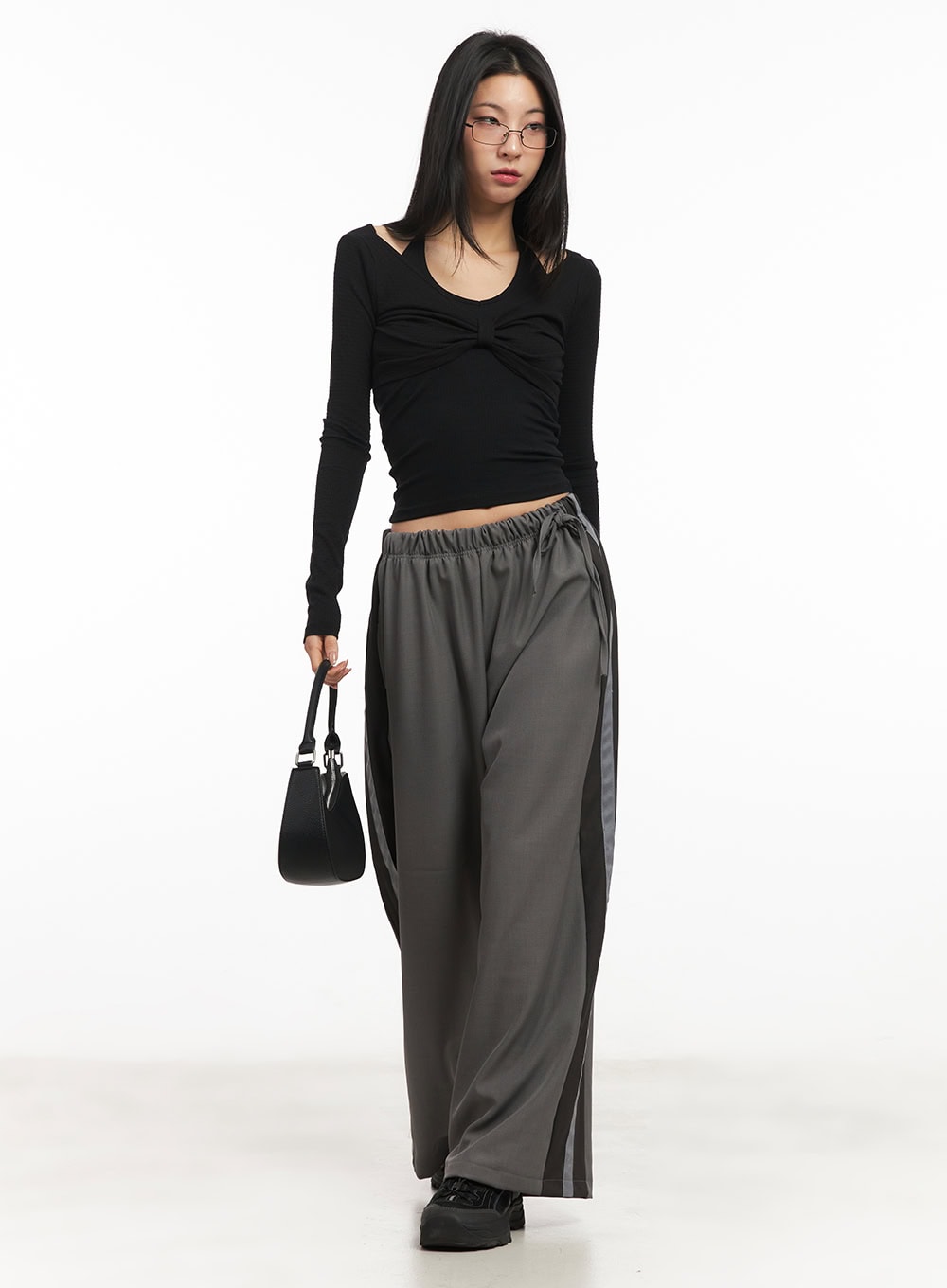 Twist Ribbon Long-Sleeve Crop Top CM503