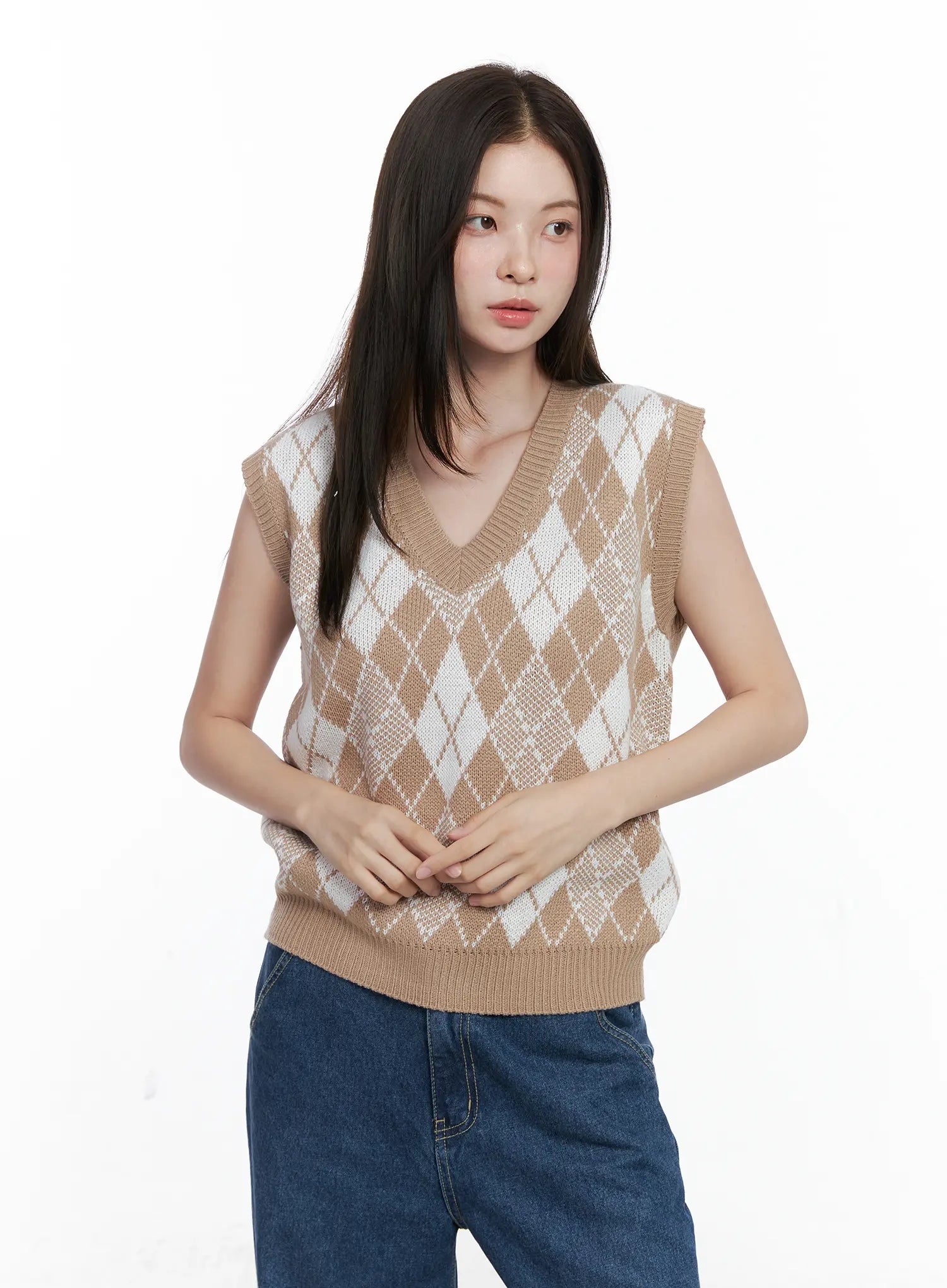 Argyle Pattern V-Neck Vest CO506