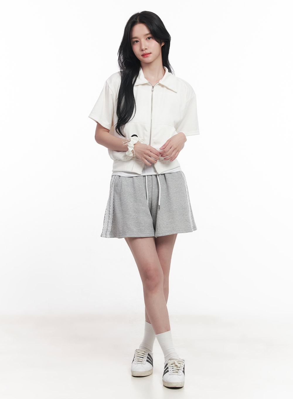 Collared Zip-Up Crop Top CY523