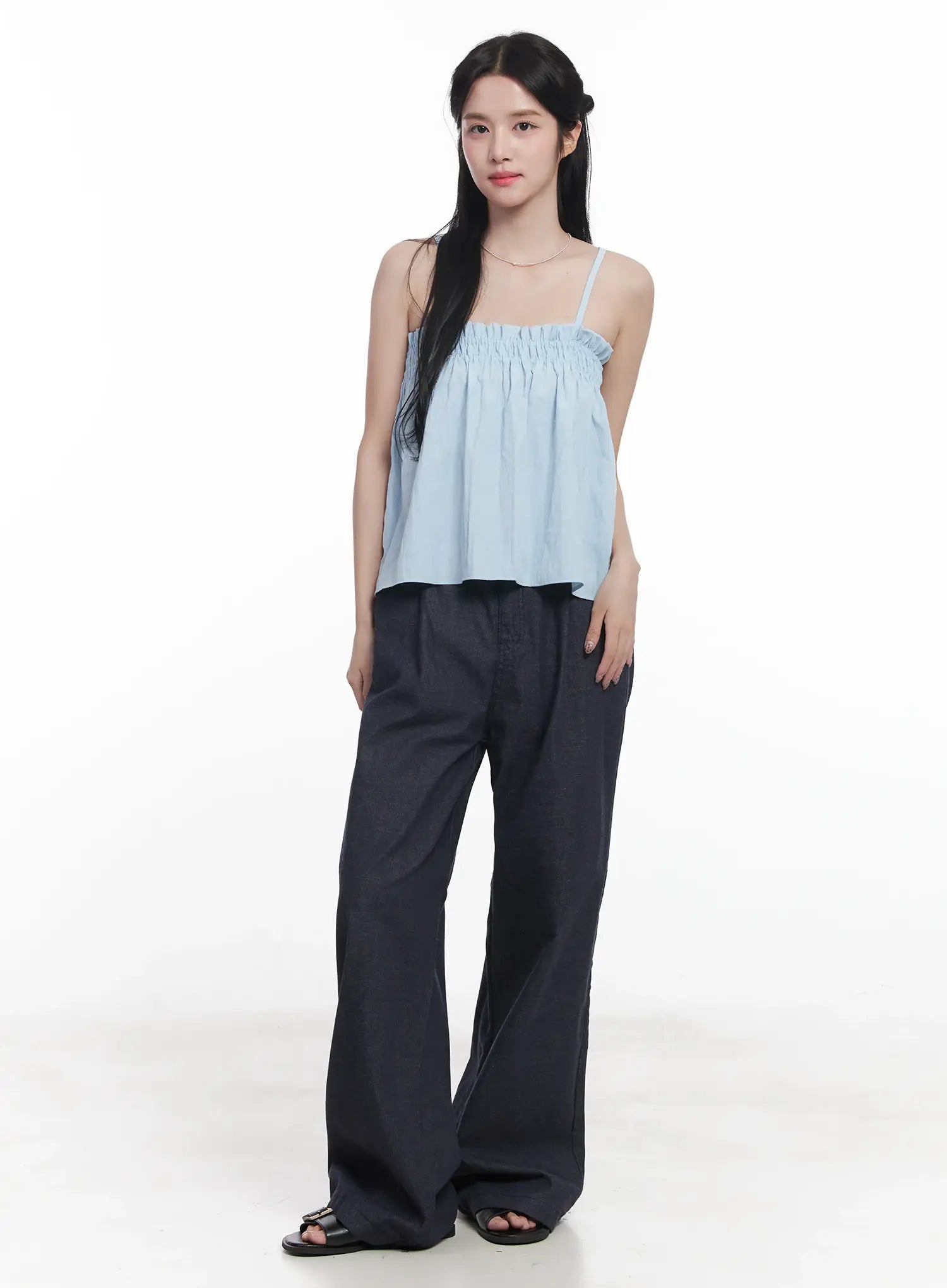 Yoona Wide-Leg Pintuck Jeans CU523