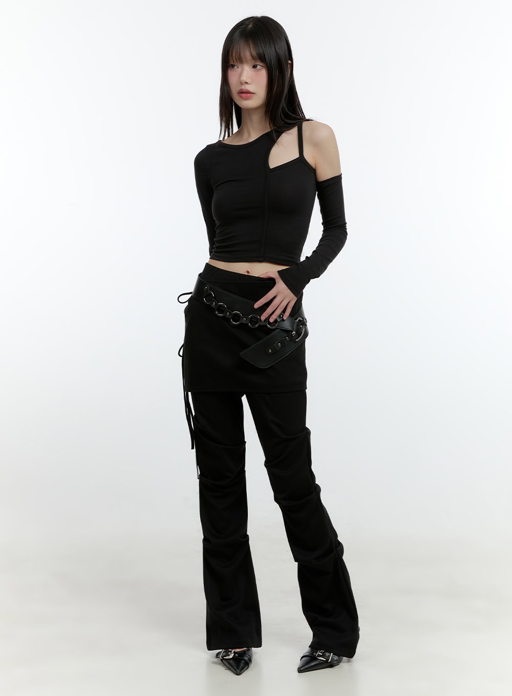 One-Shoulder Cutout Crop Top CF507