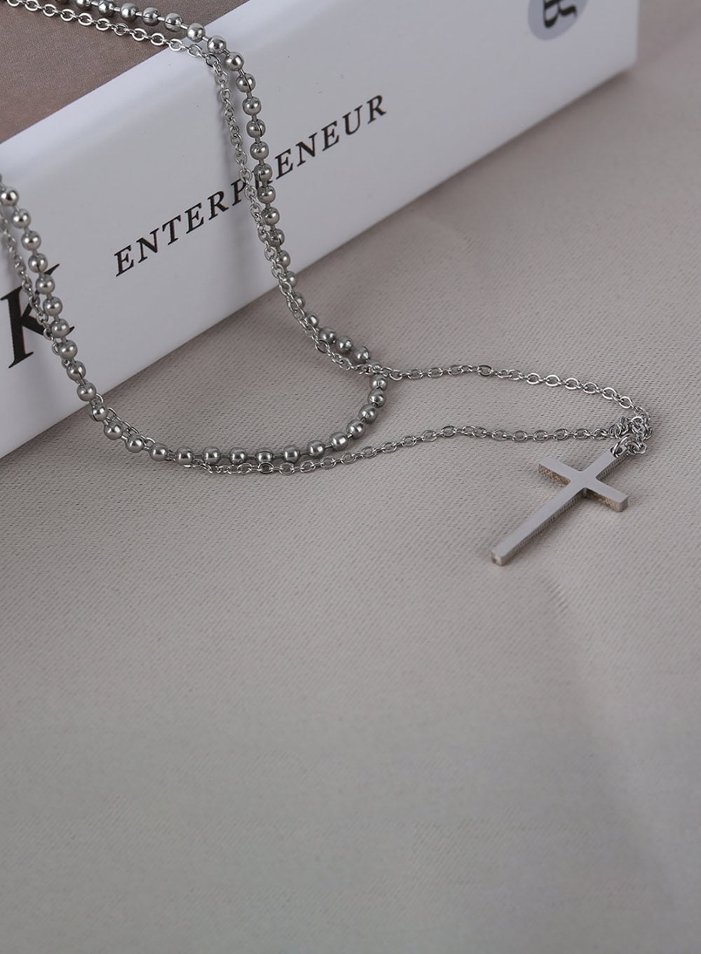 Cross Fender Double Necklace IL403