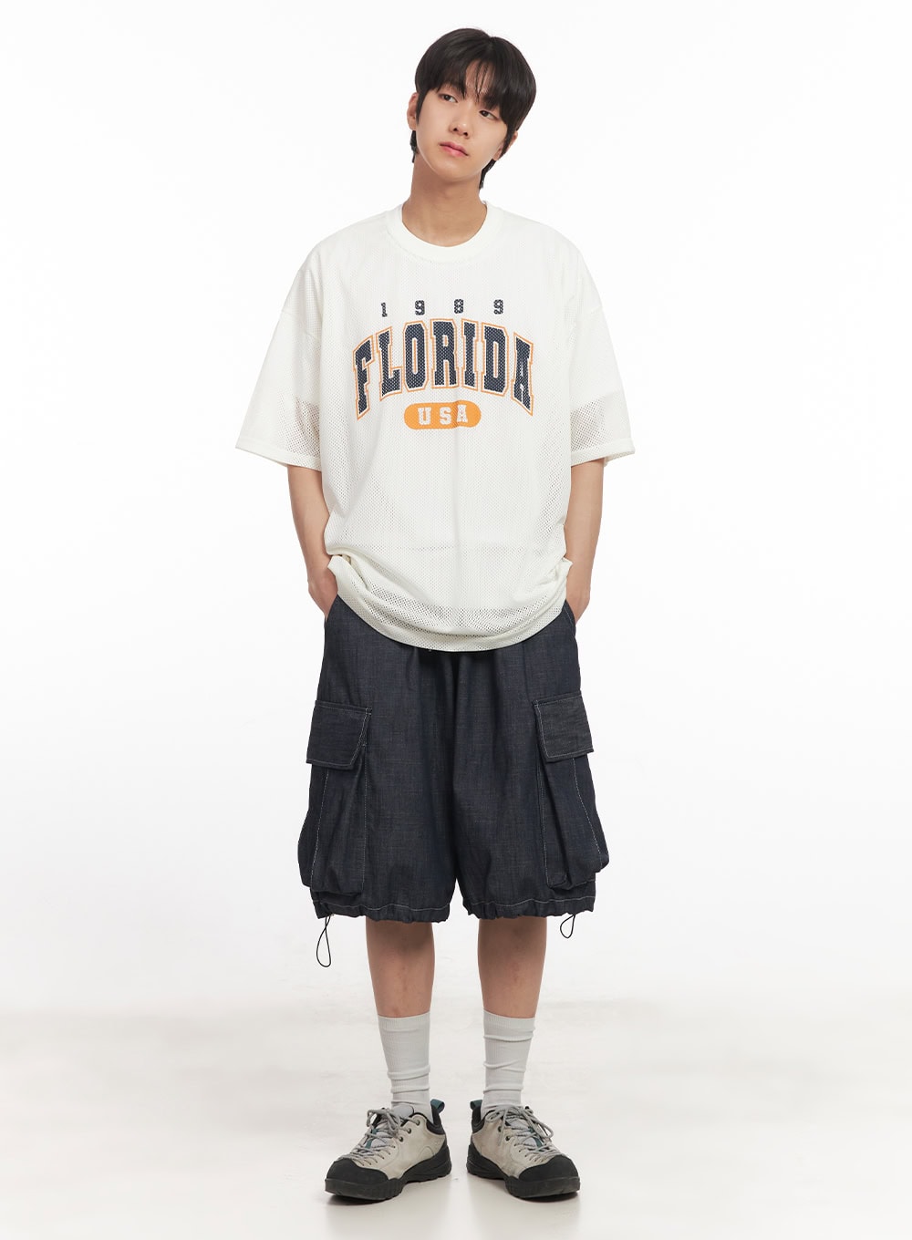 Men's Oversized Graphic Mesh T-Shirt IA510