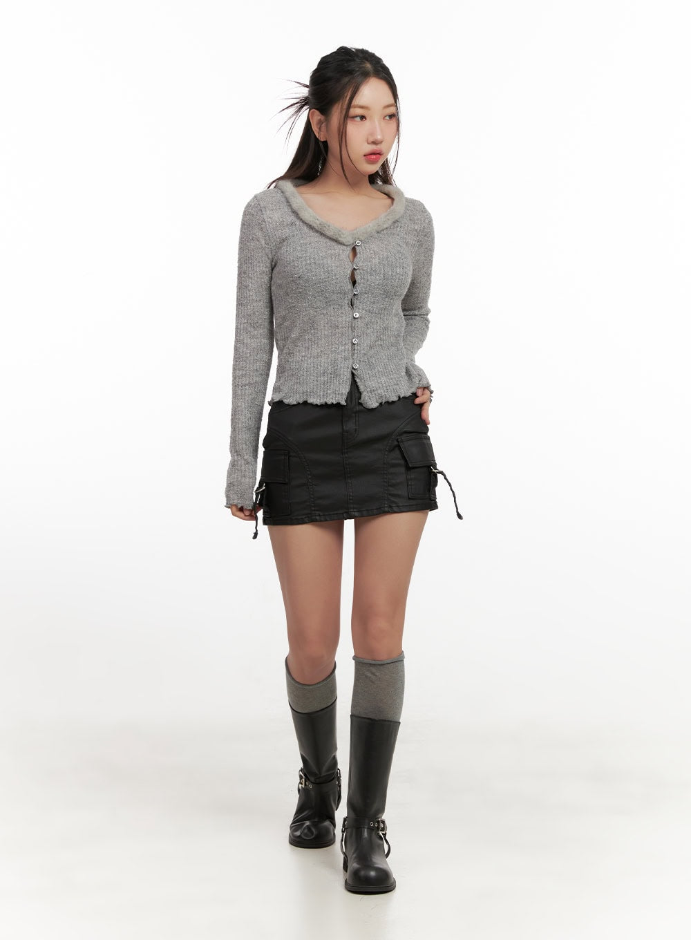 Flirty Eco-Leather Mini Skirt CN428