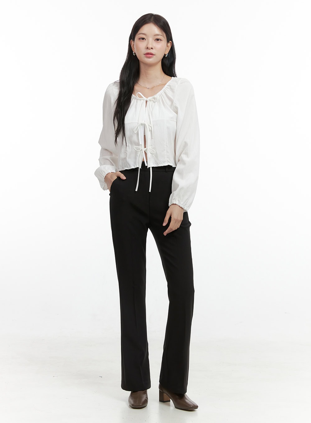 Ribbon Strap Ballon Blouse OS423