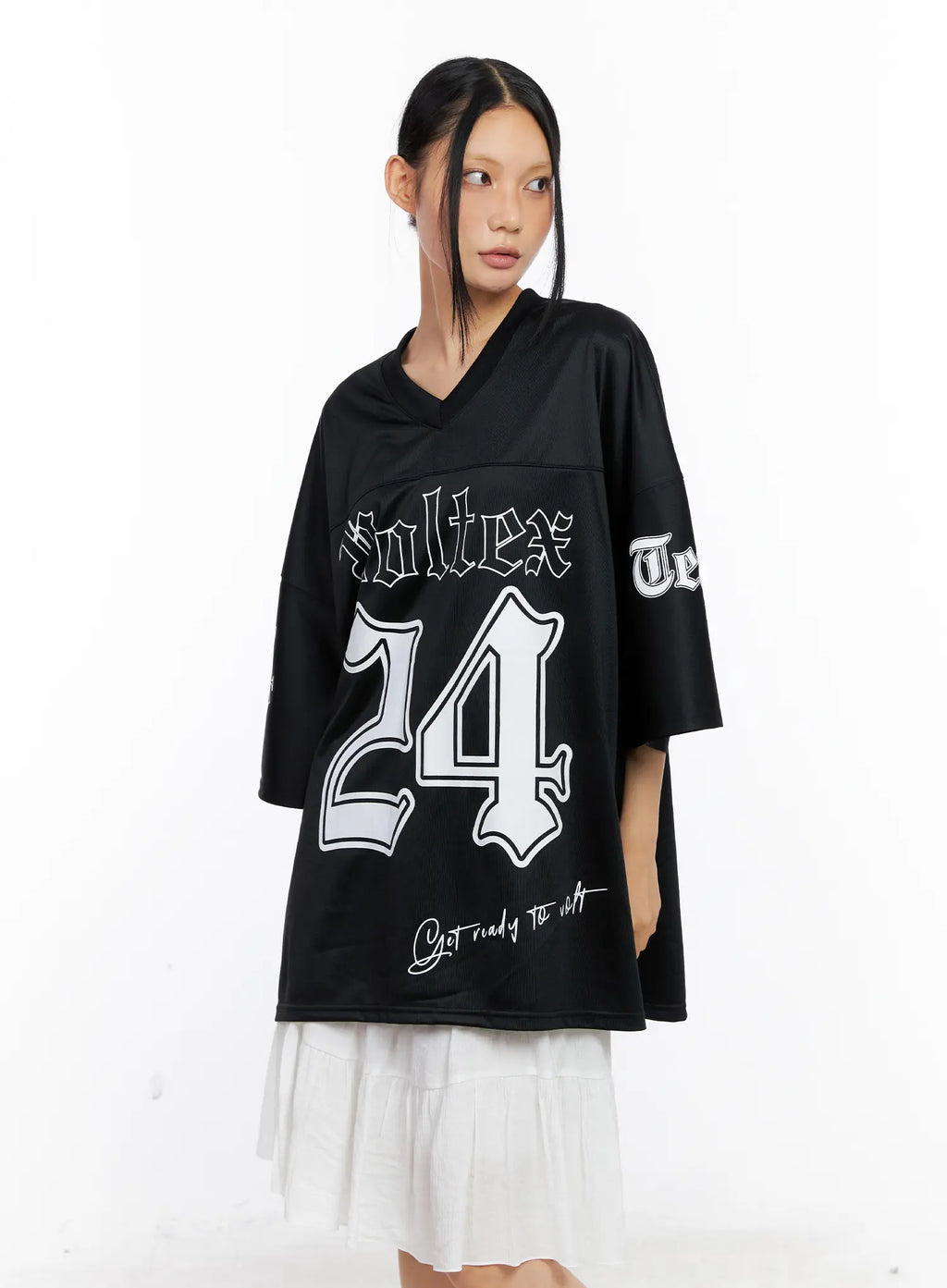 Oversized V-Neck Graphic Tee CL529