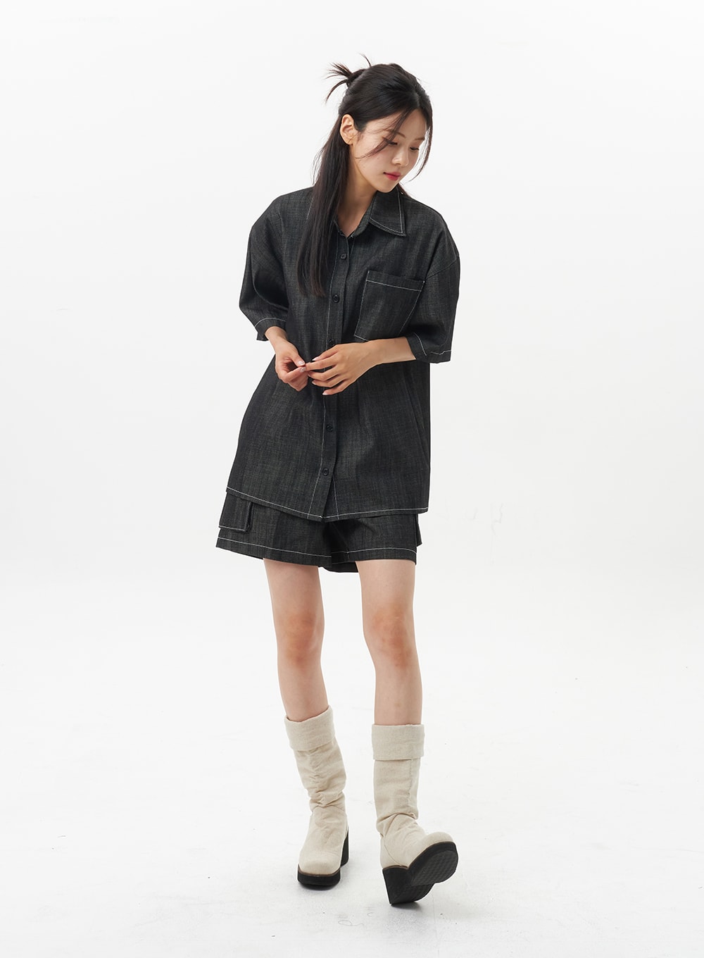 Oversized Denim Shirt OU326