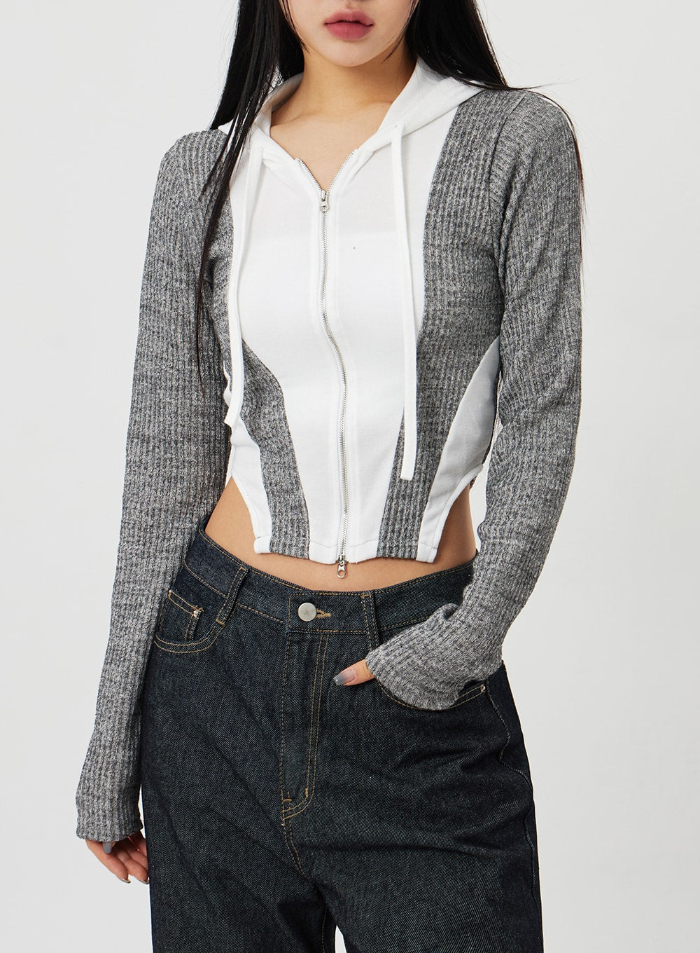 Two Color Zip-Up Hoodie CM302