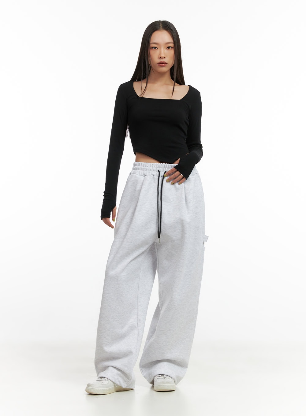 Square-Neck Unbalanced Crop Top CO424