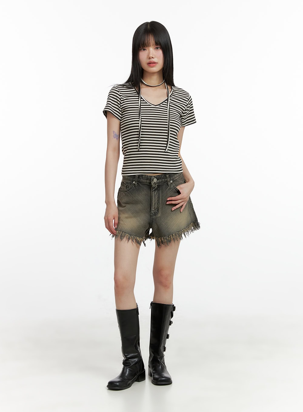 Stripe V-Neck T-Shirt CL401