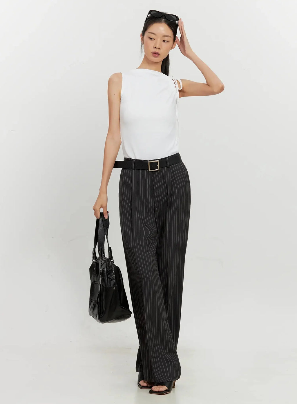 Asymmetric High Neck Tank Top IL528