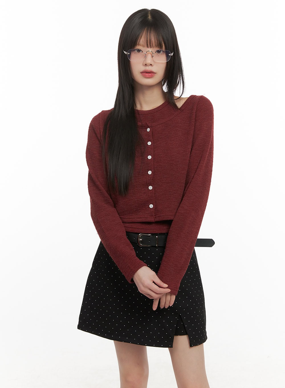 Slim-Fit Cardigan & Halter Top Set CD430