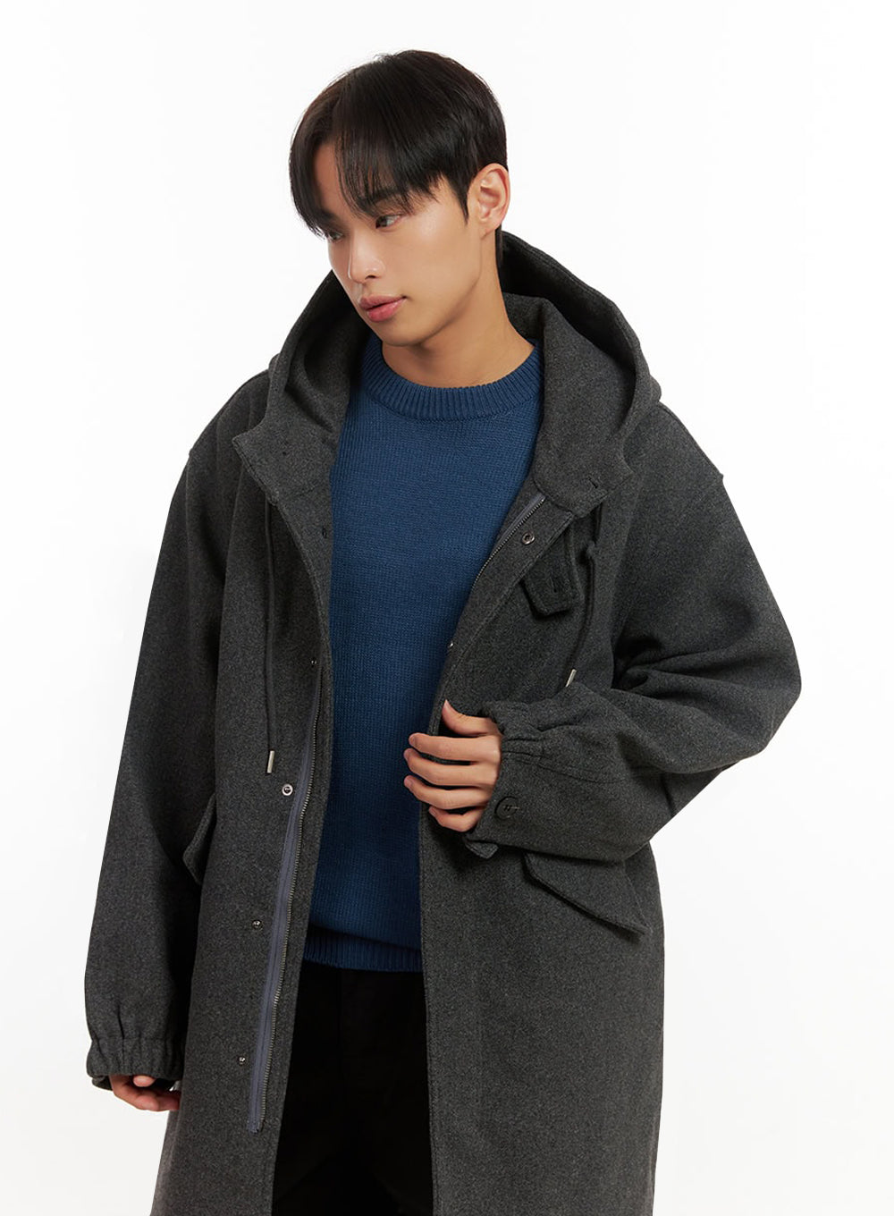 Men's Warm Wool Zip-Up Hooded Coat ID413