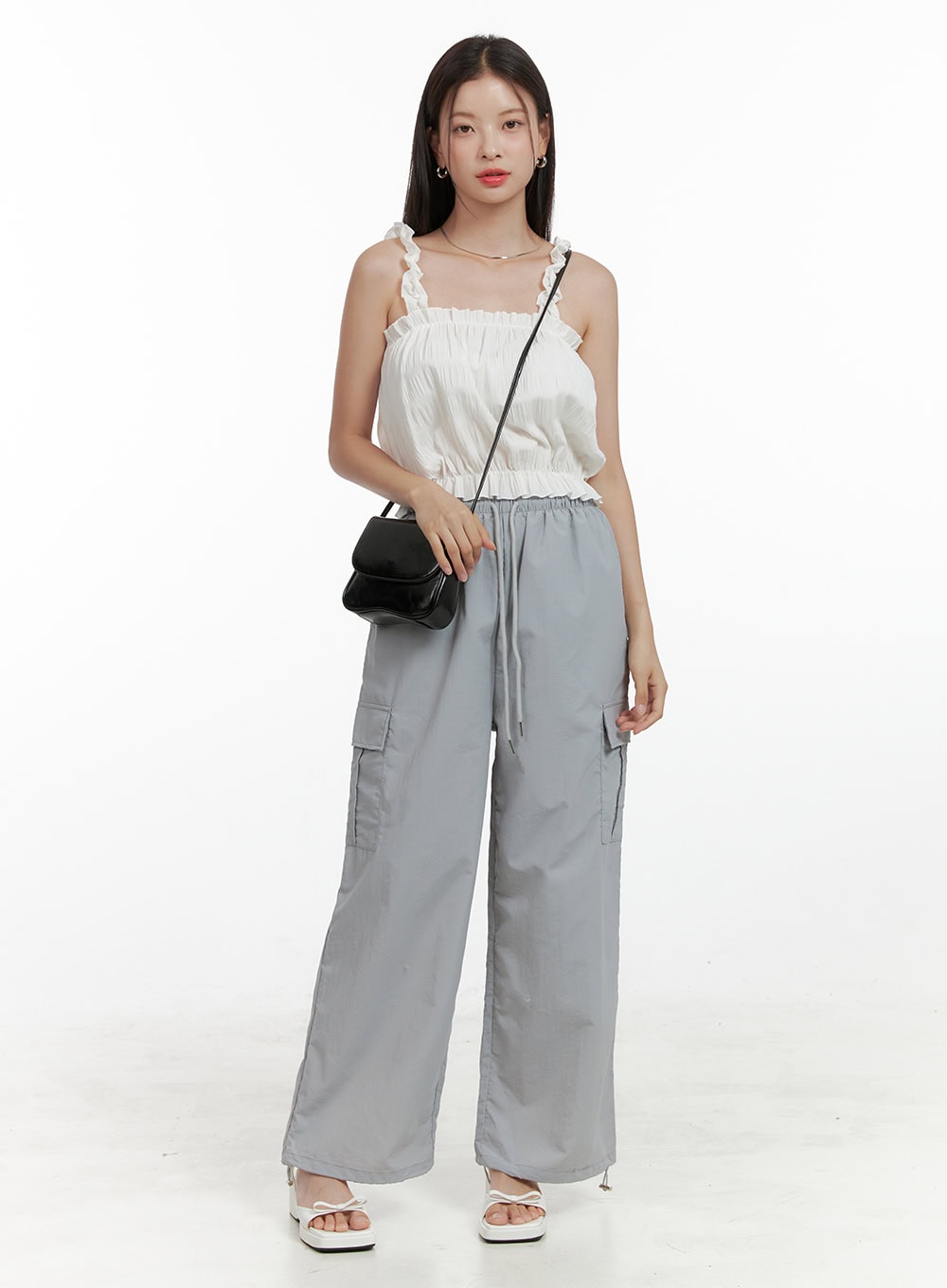 Nylon Cargo Pocket String Pants OL411