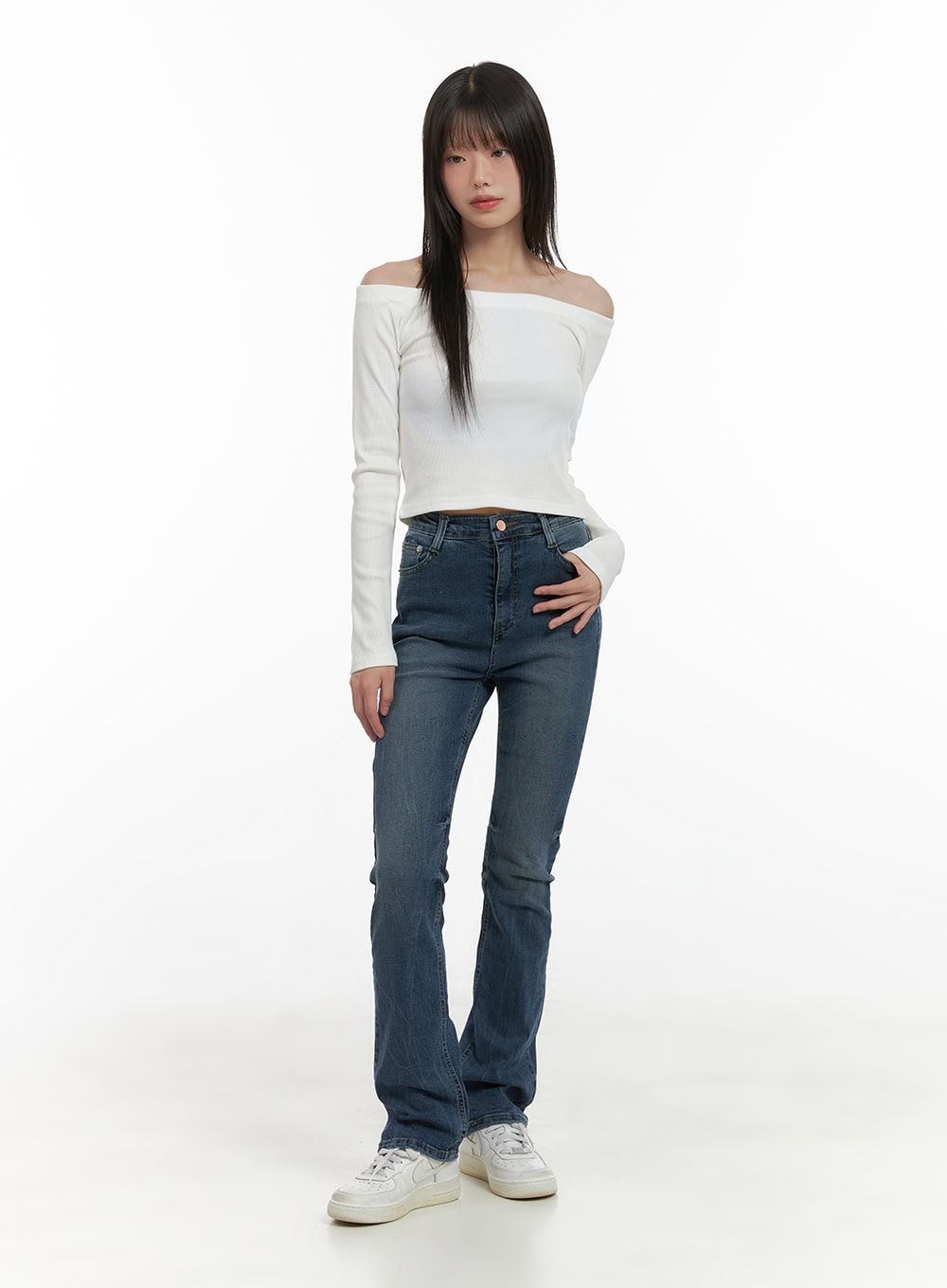 Pixie Slim Washed Bootcut Jeans CG427