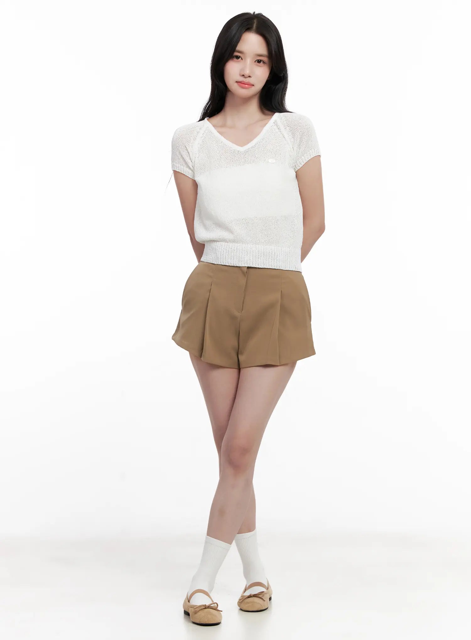 Pleated High-Waist Shorts CL515