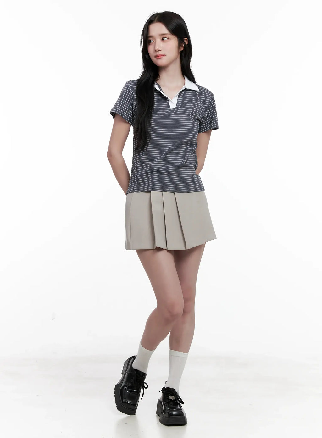 Pleated Wrap Mini Skirt CL515