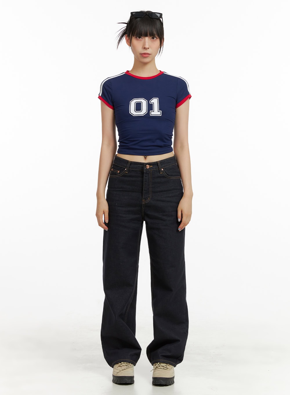 Indigo Stitched Straight Jeans CU424