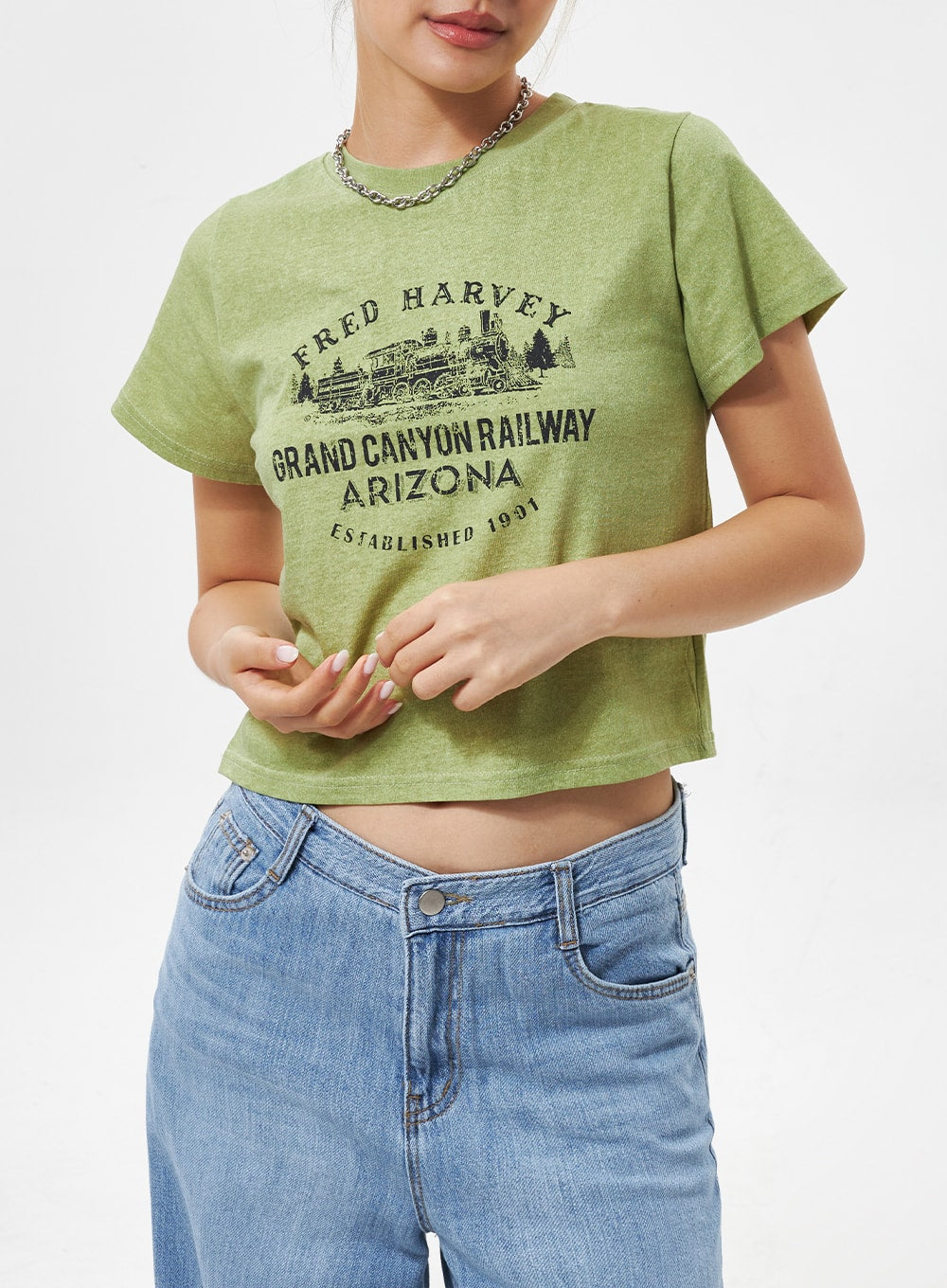 Cotton Graphic Cropped Tee CY331