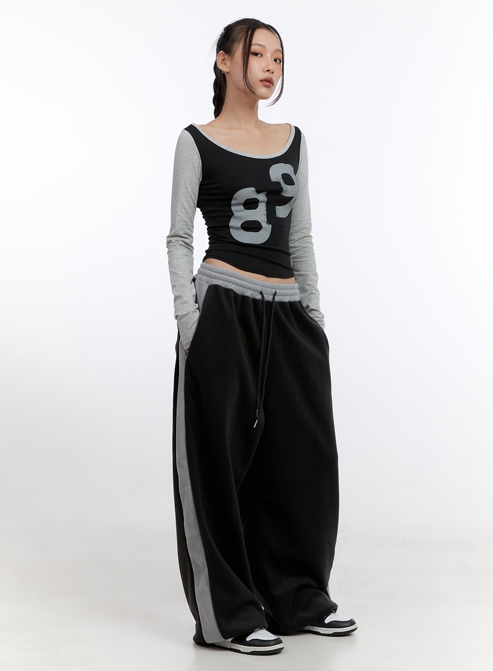 Graphic U-Neck Cut-Out Crop Top CN401