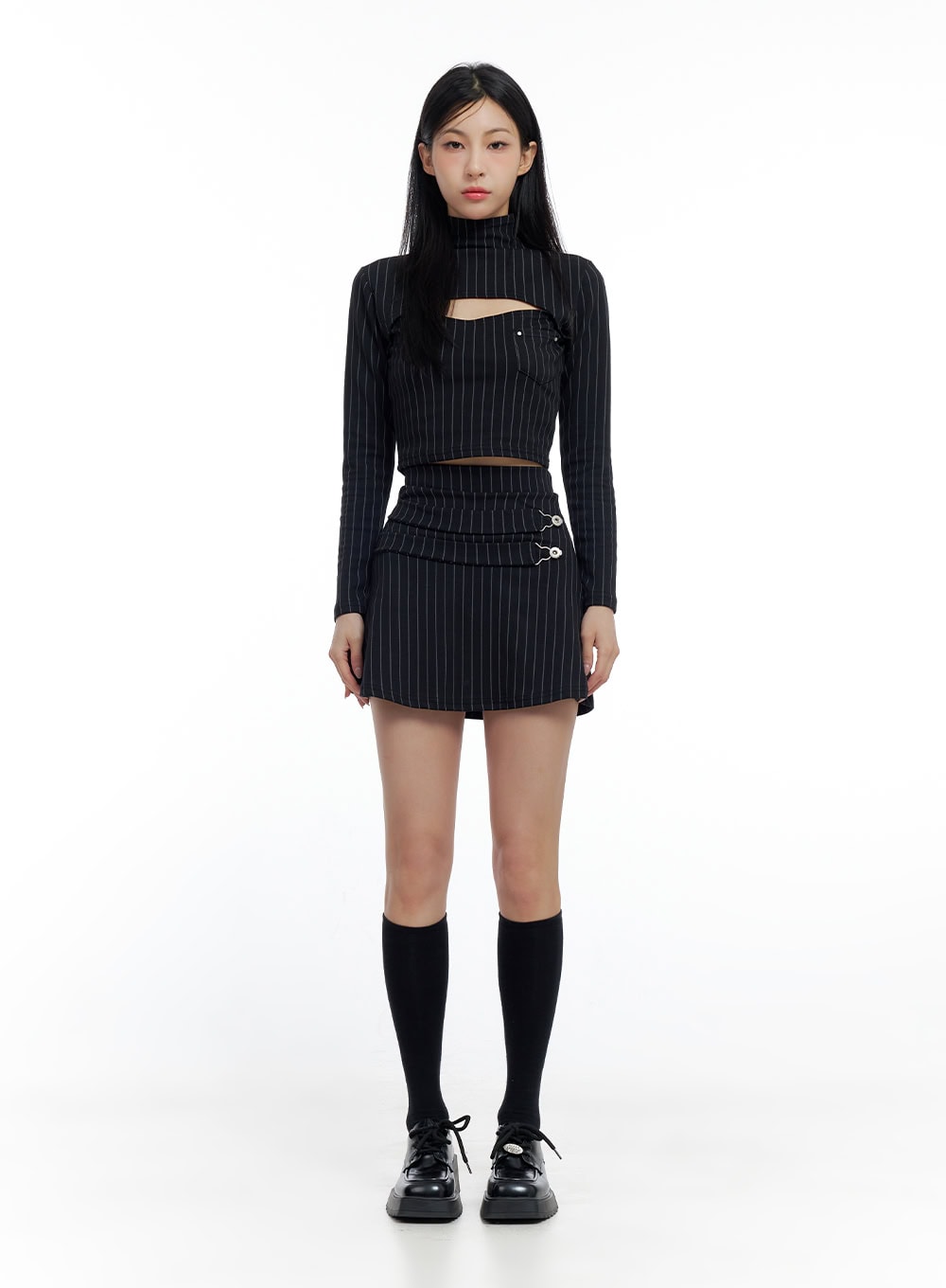 Striped Buckle Mini Skirt CO426