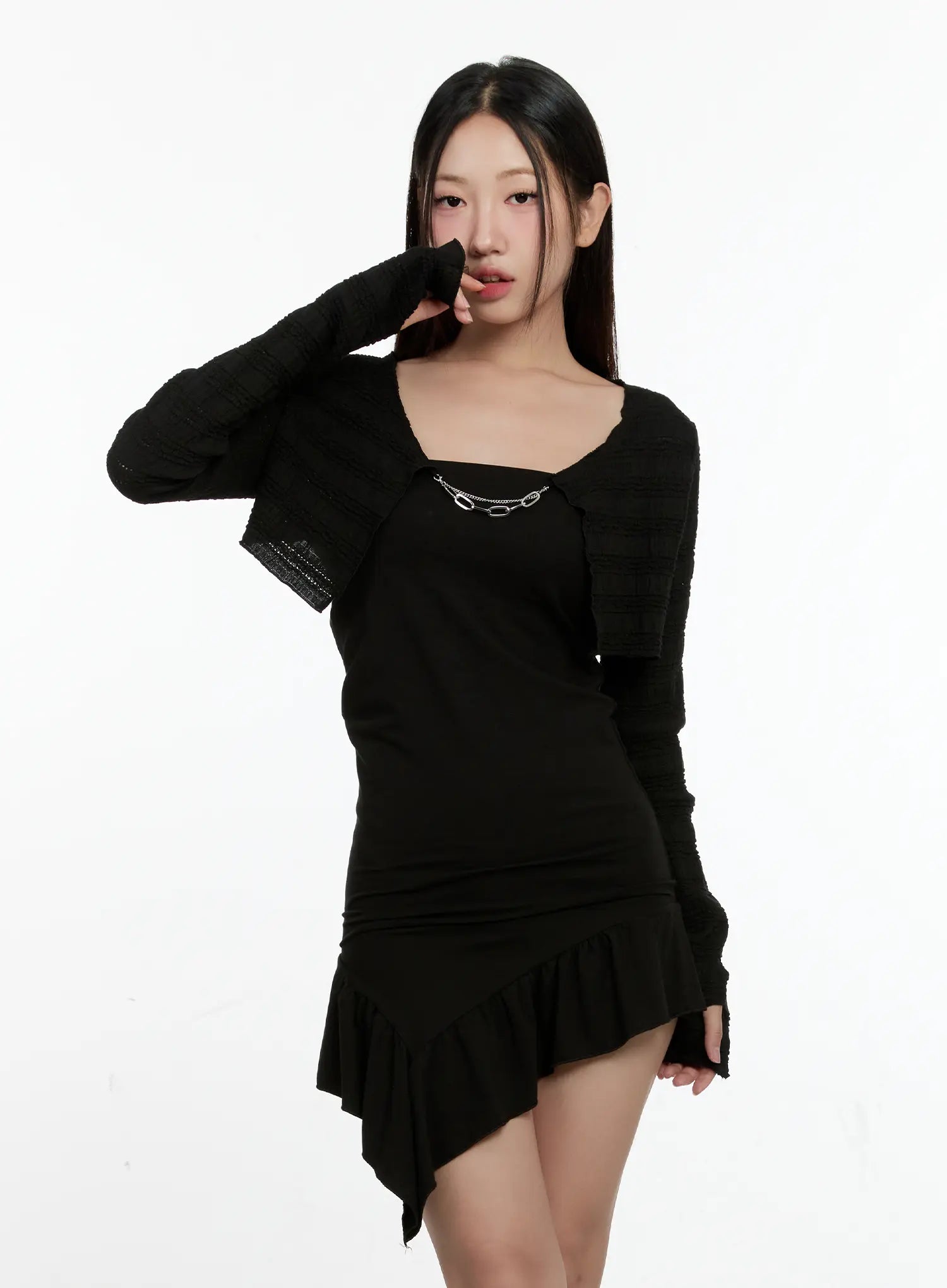 Cropped Chain Knit Cardigan CL531