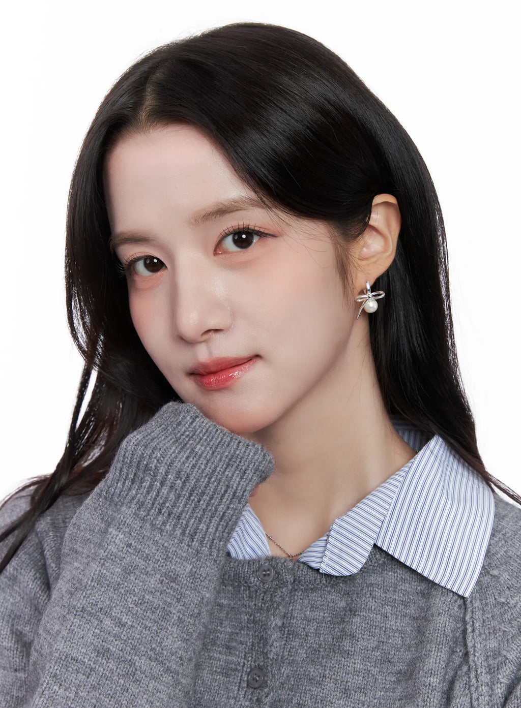 Ribbon and Faux Pearl Earrings CS523