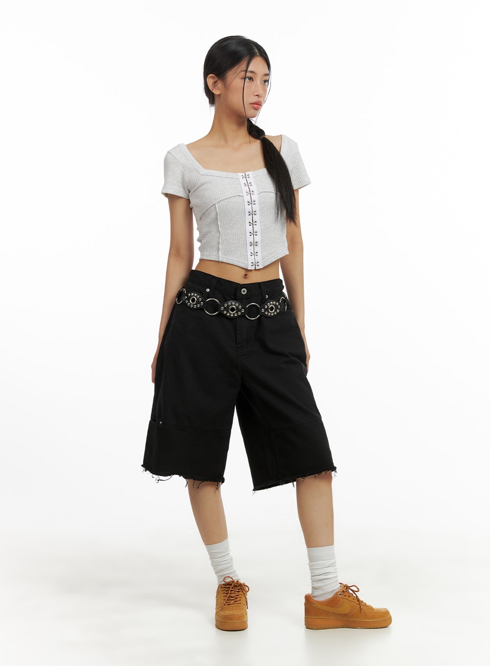 Buckle Square Neck Crop Top CA423