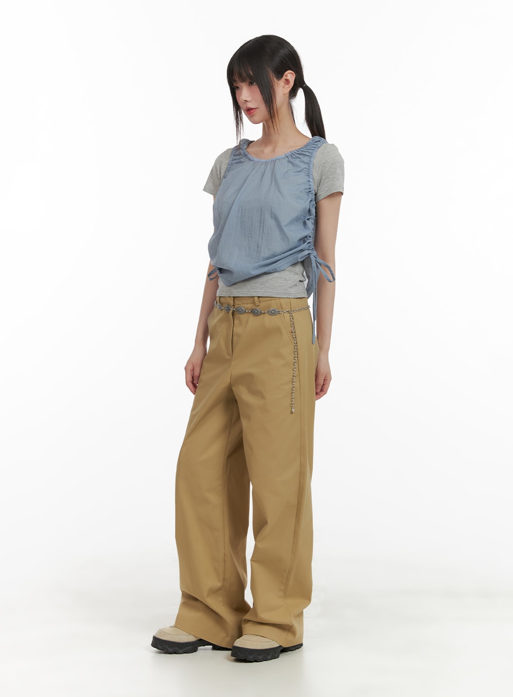 Ruched Side Knot Sleeveless Top CA418