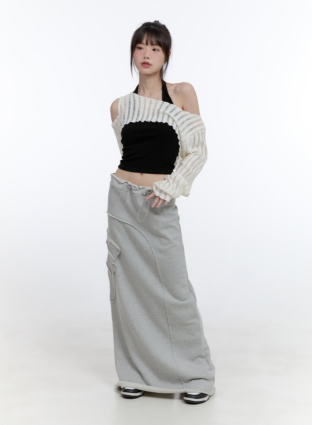 Distressed Sweat Maxi Skirt CG413