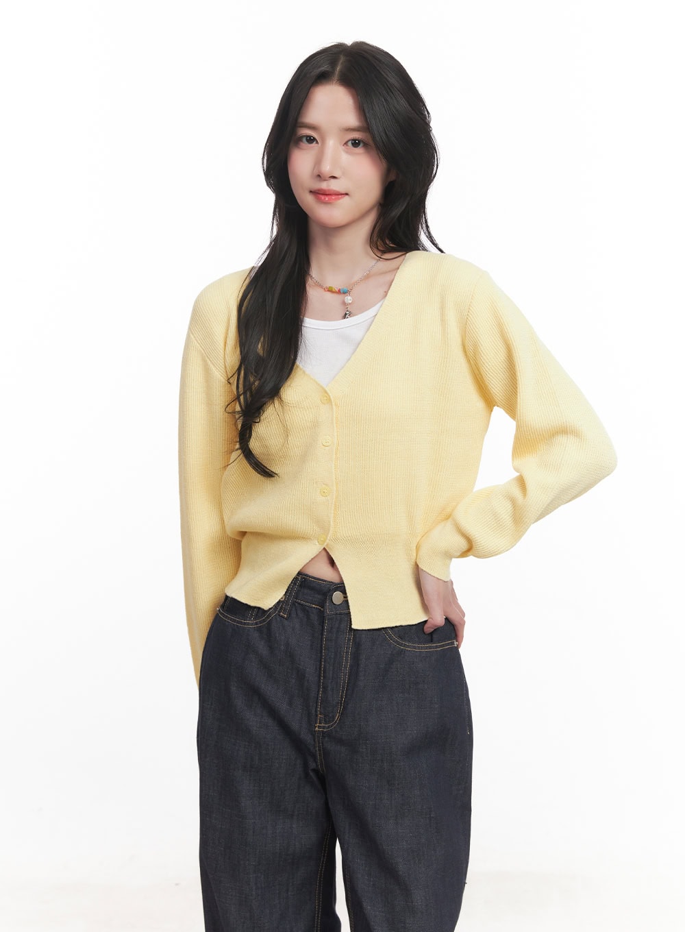 V-Neck Cropped Cardigan CA510