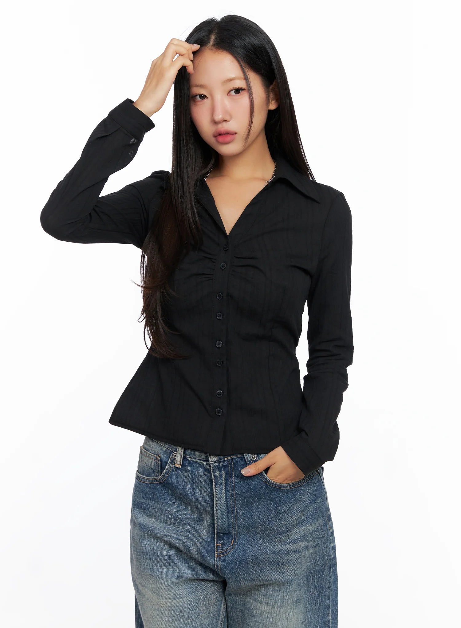 Shirred Long Sleeve Shirt CO514