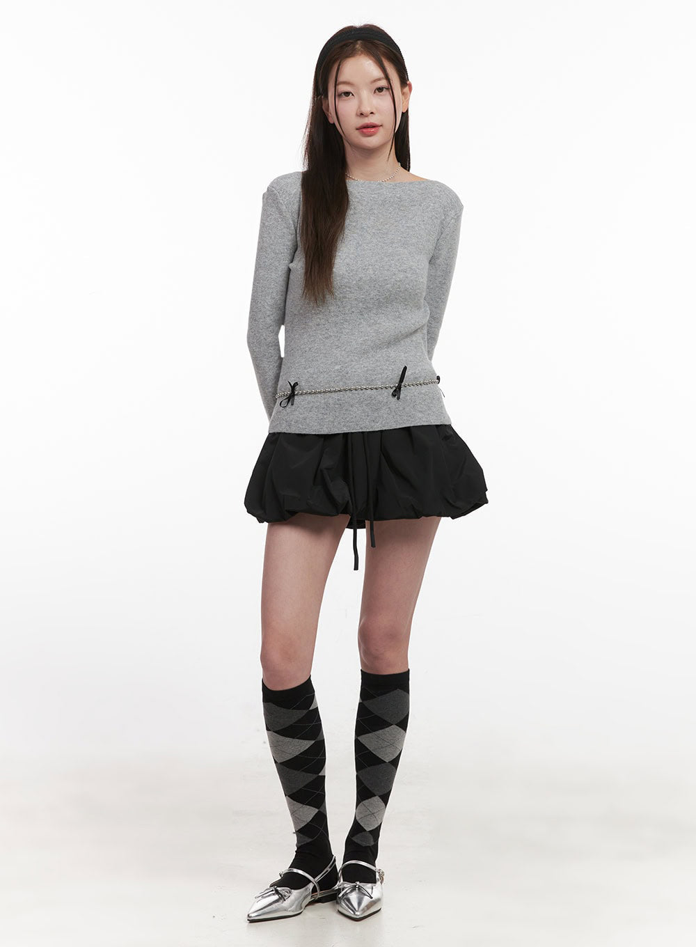 Elegant Boat-Neck Knit Sweater IJ530