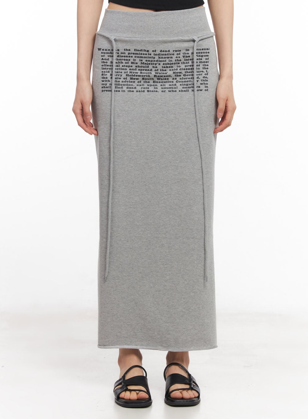 Drawstring Script Maxi Sweatskirt CY528