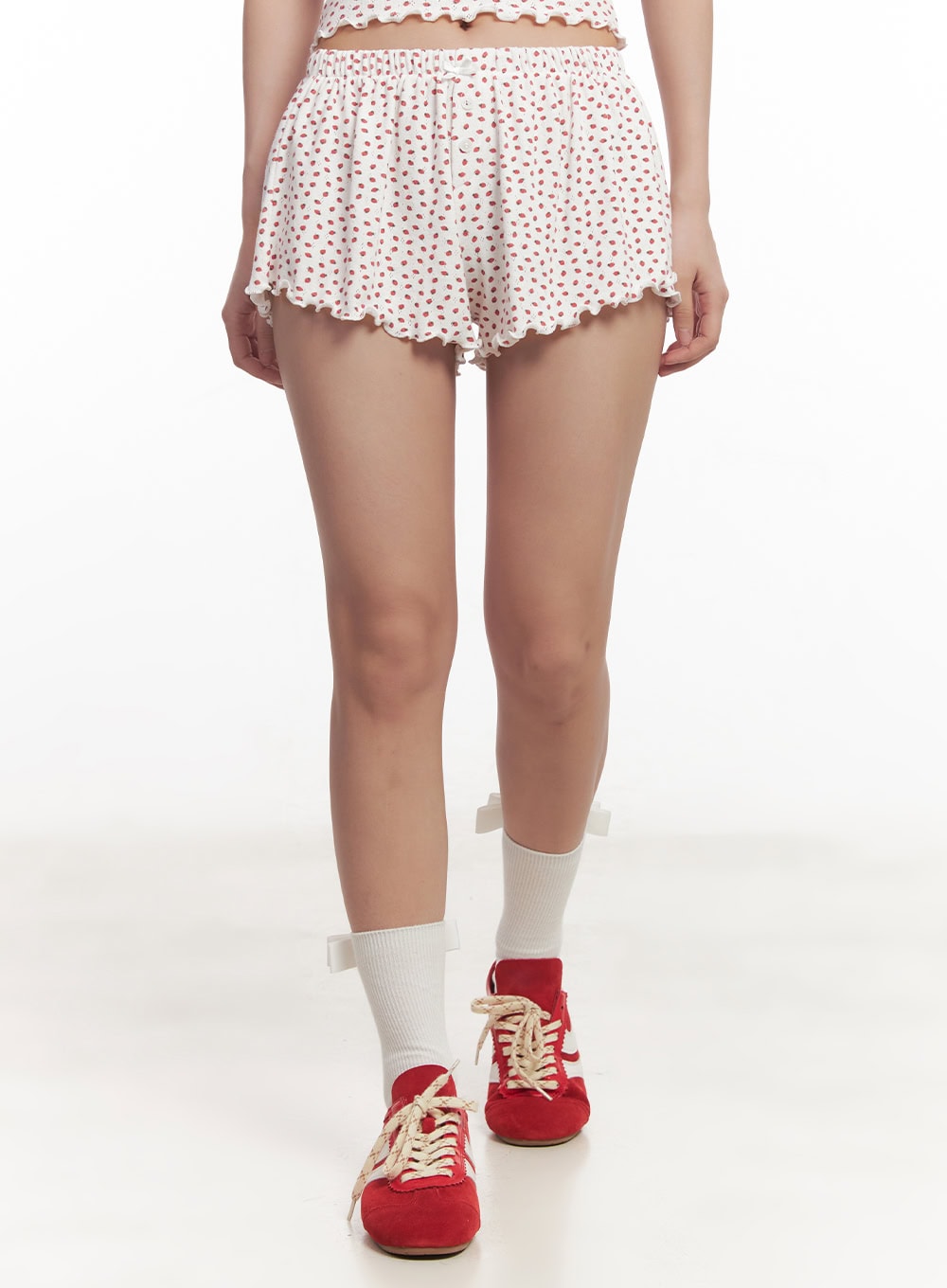 Graphic Print Lettuce Edge Shorts CA525