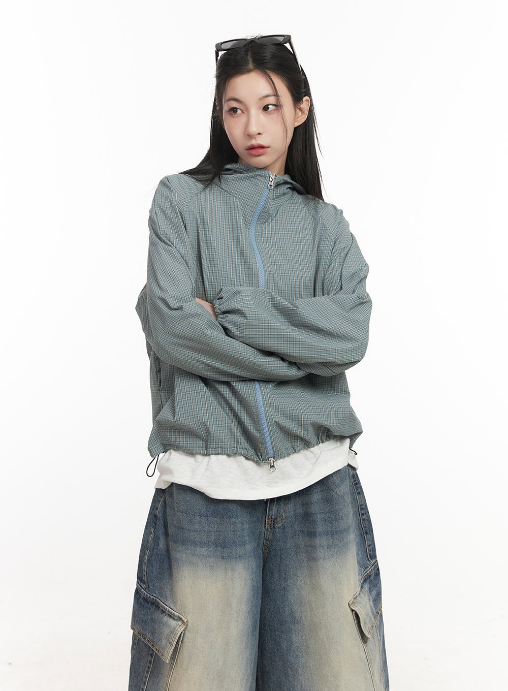 Checkered Hooded Windbreaker Jacket CF519