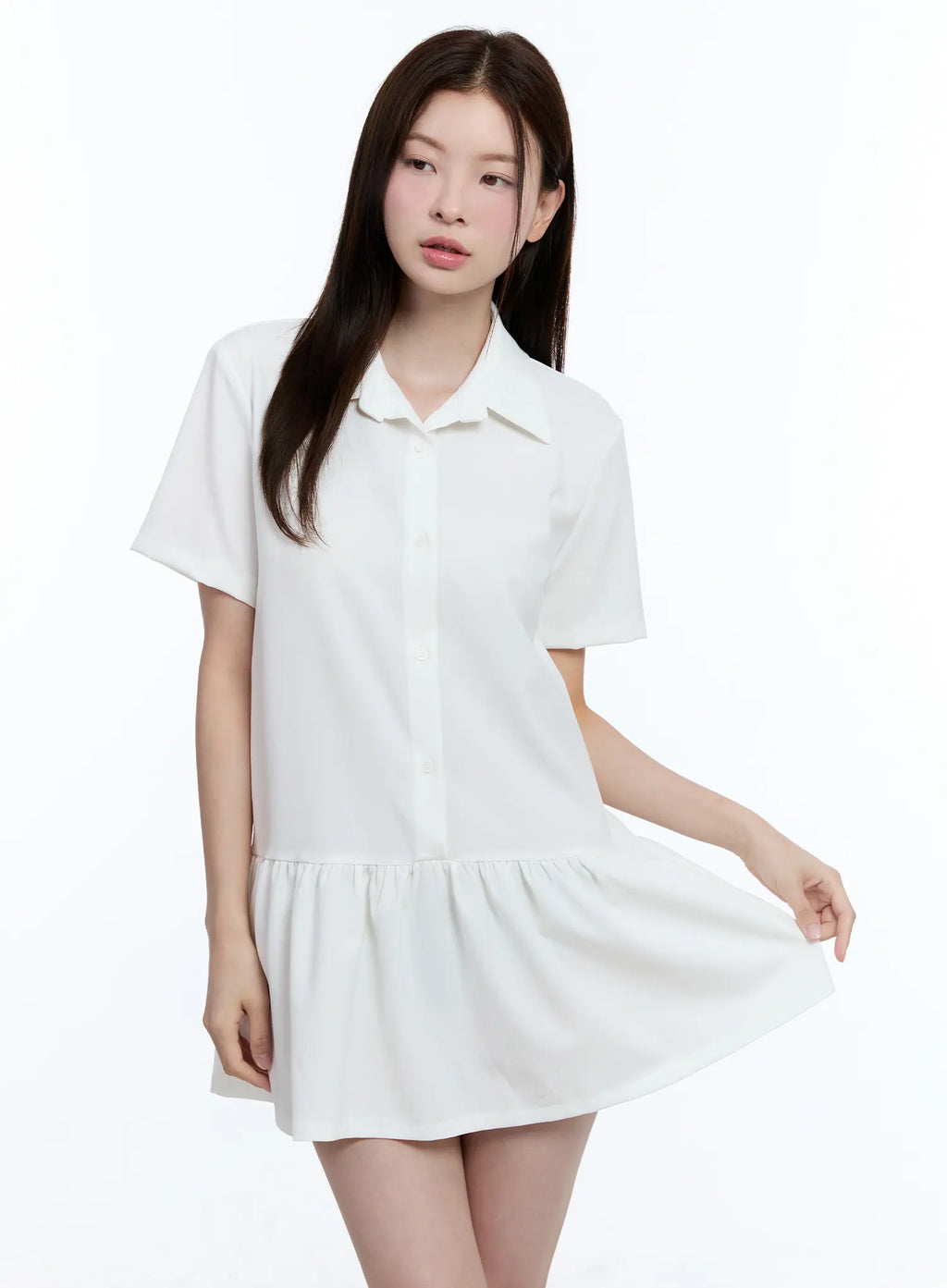 Collared Frill Mini Dress CU513
