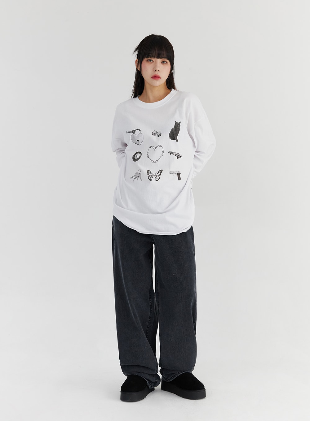 Loose Fit Cute Print Tee CS327