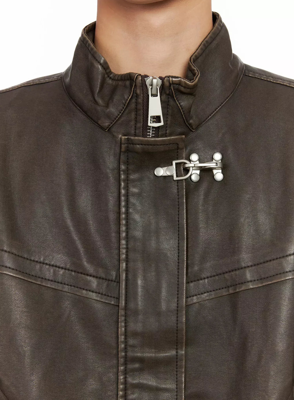 Men's Hook Faux Leather Jacket IO516
