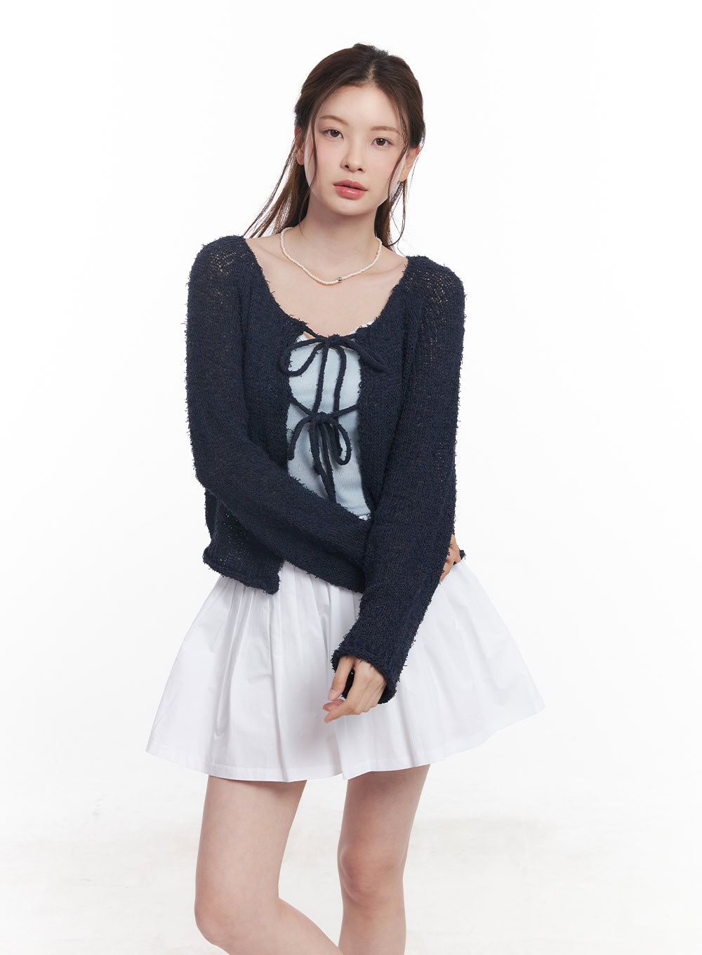 Ribbon-Tie Loose-Fit Cardigan CY519